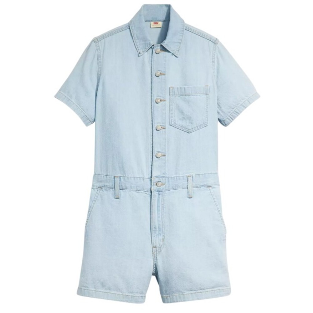 Levis Womens Heritage Short Sleeve Romper Light Wash Denim A74490001 Medium